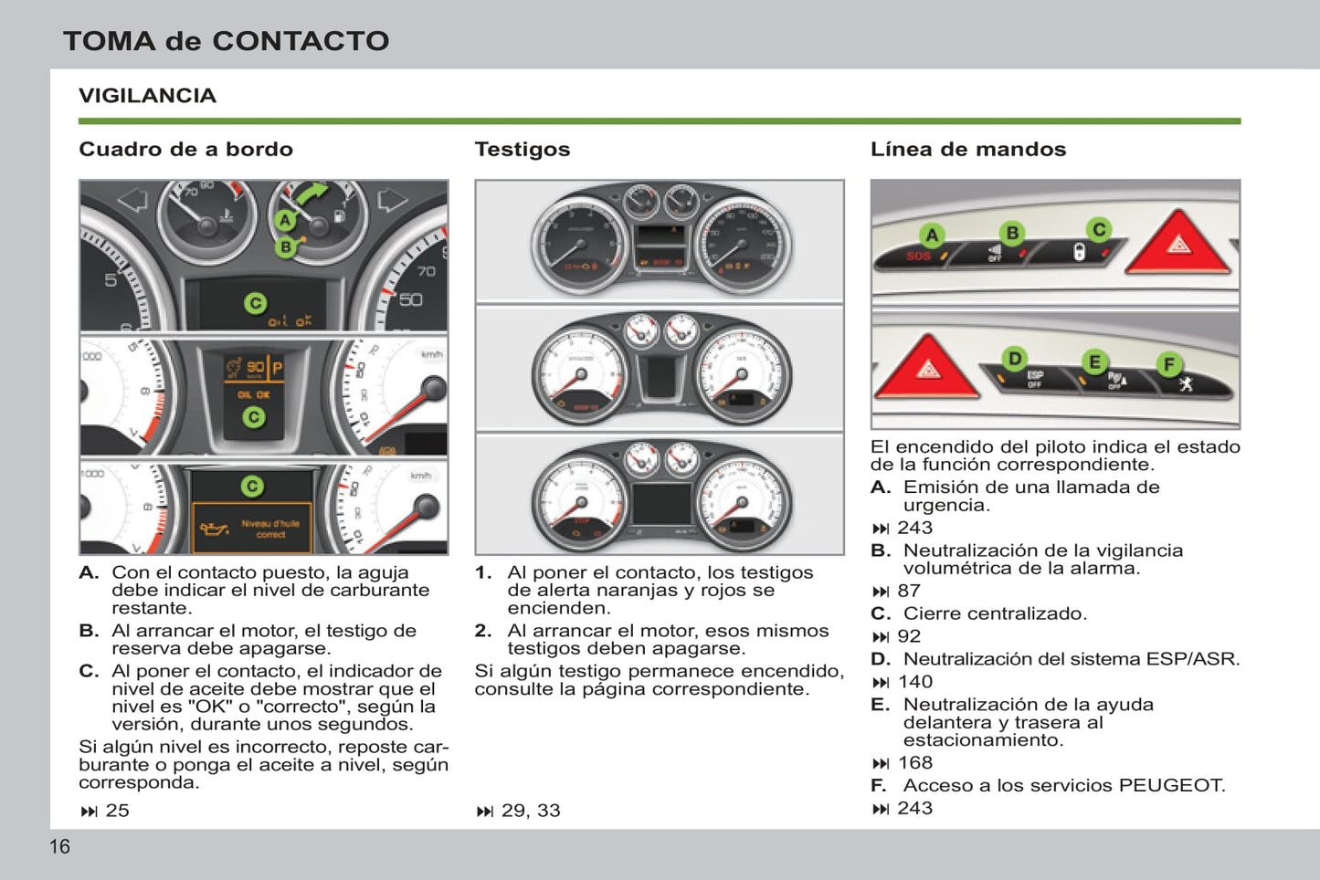 2012-2014 Peugeot 308 Owner's Manual | Spanish