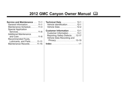 2012 GMC Canyon Owner's Manual | English