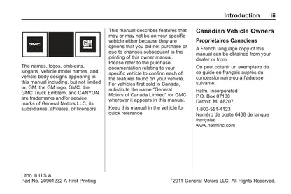 2012 GMC Canyon Owner's Manual | English