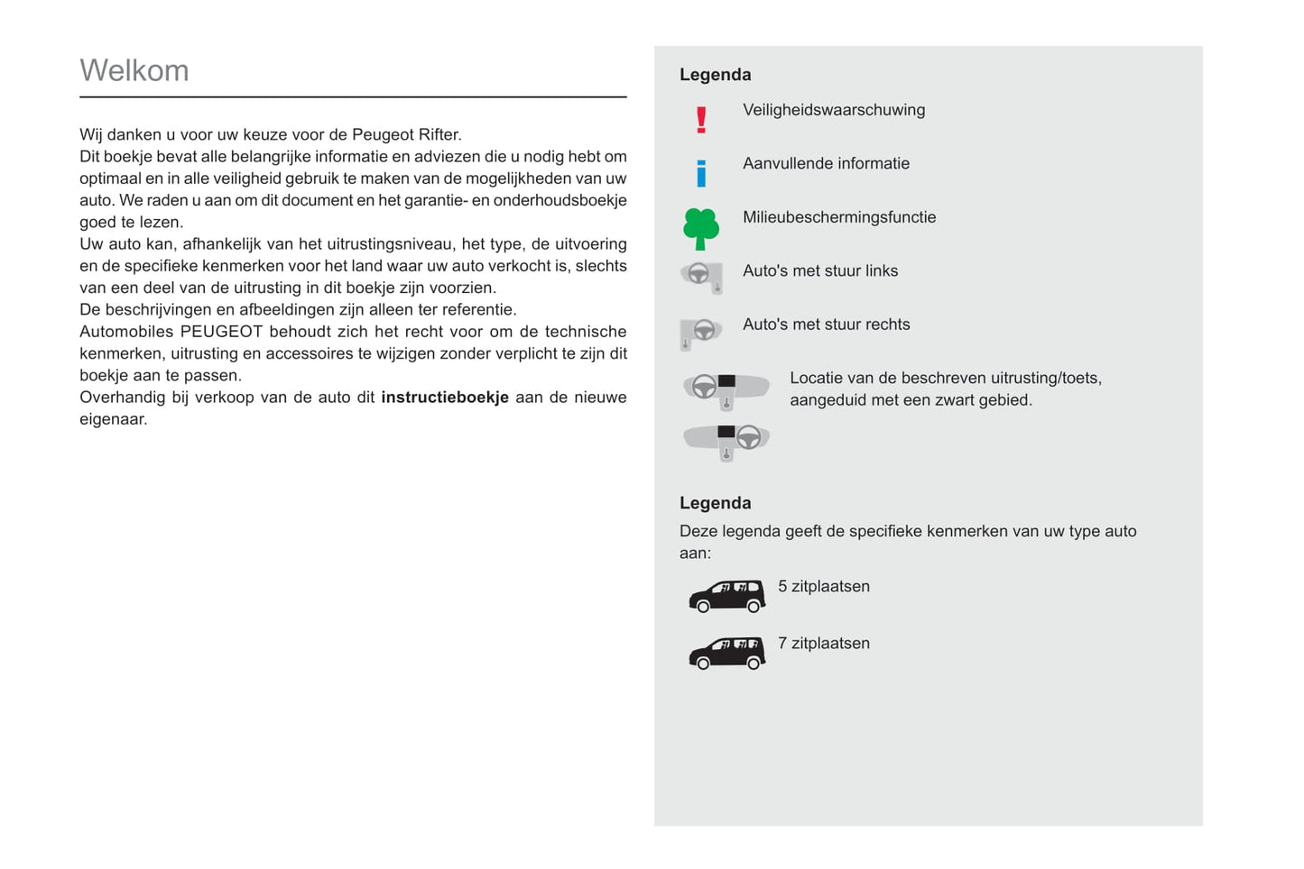 2019-2022 Peugeot Rifter Owner's Manual | Dutch