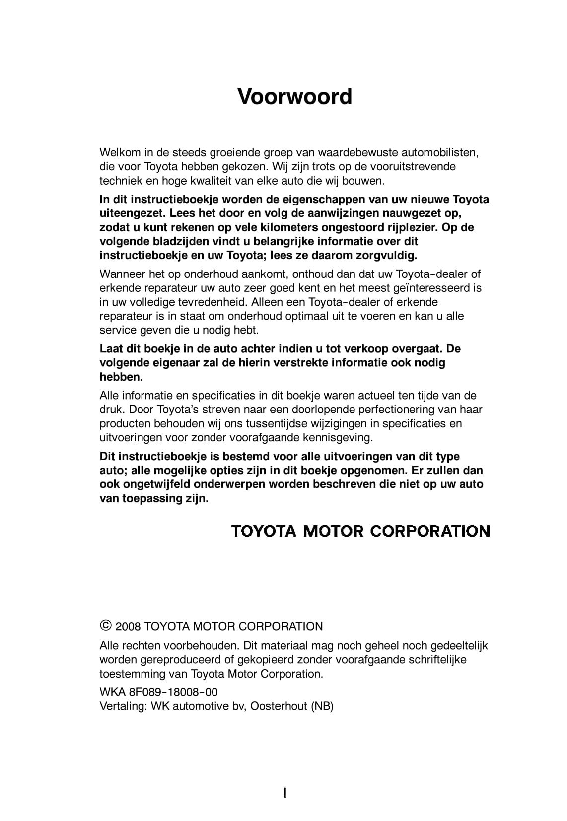 2008-2009 Toyota Prius Owner's Manual | Dutch