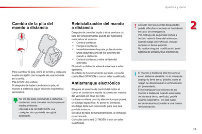 2012-2014 Citroën C1 Owner's Manual | Spanish