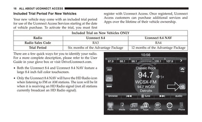Uconnect 8.4 / 8.4 Nav Supplement Owner's Manual