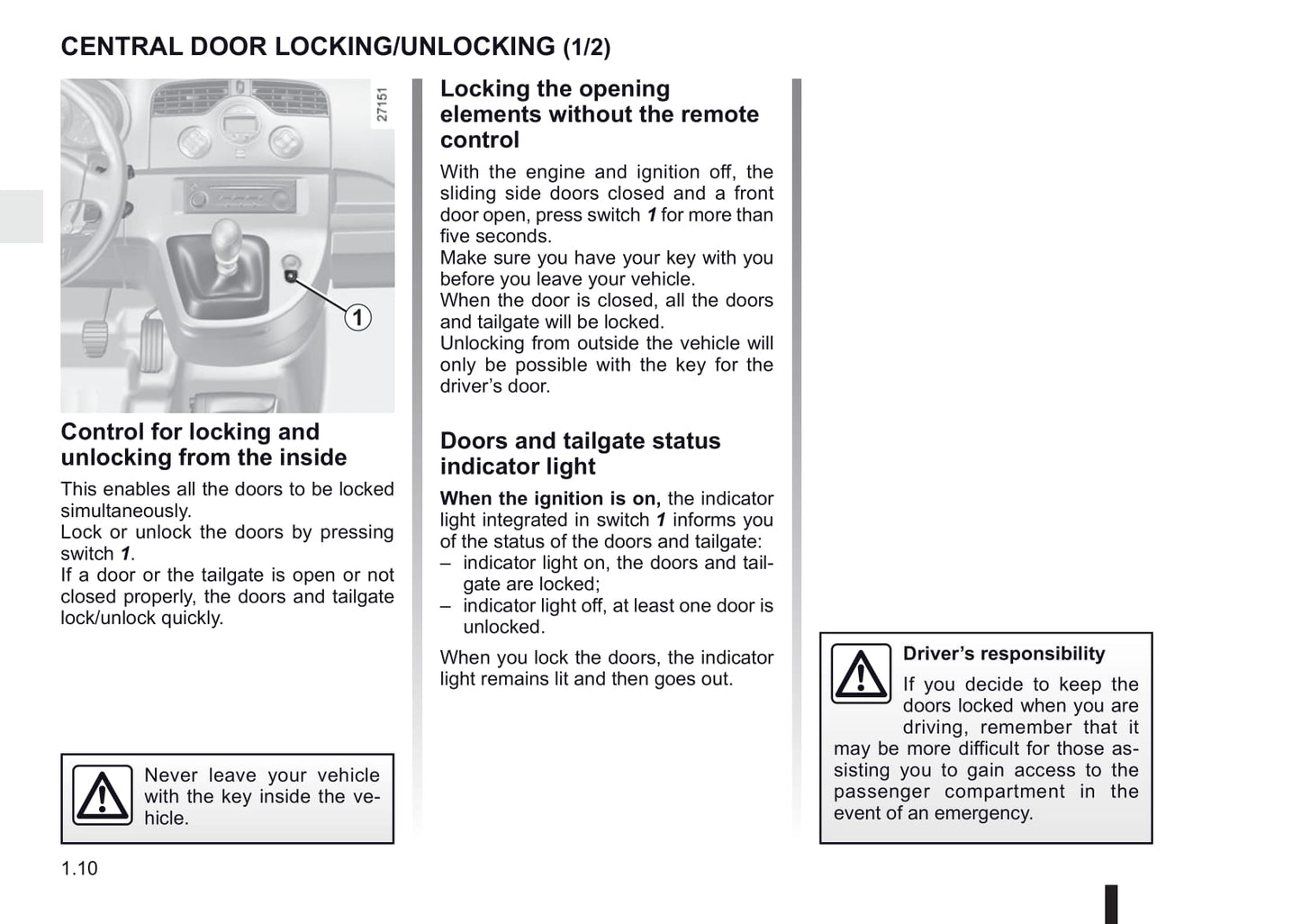 2011-2012 Renault Kangoo Owner's Manual | English