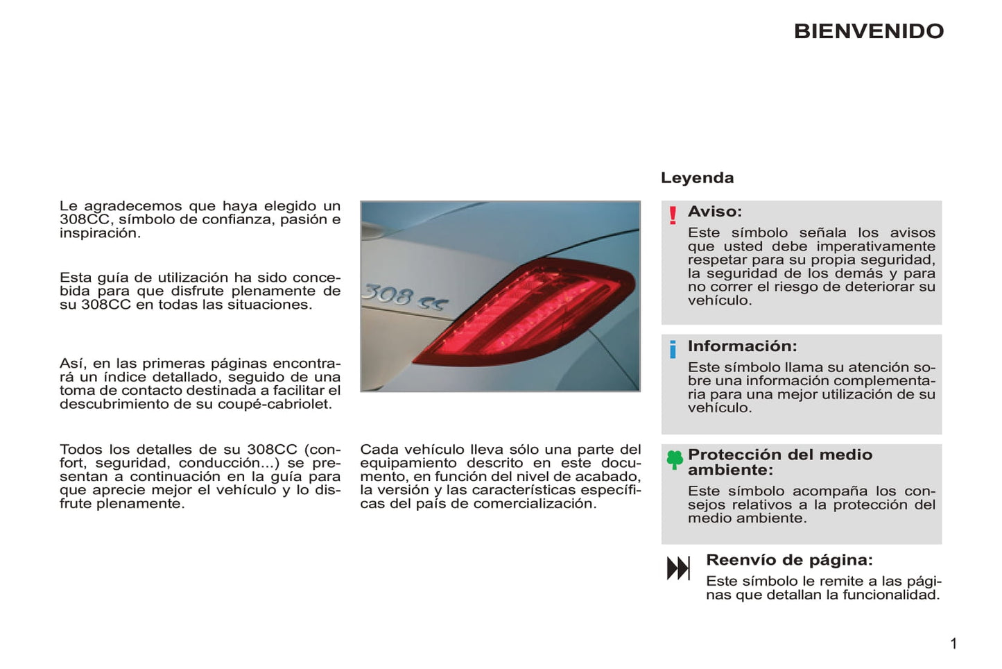 2011-2013 Peugeot 308 CC Bedienungsanleitung | Spanisch