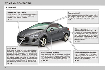 2011-2013 Peugeot 308 CC Bedienungsanleitung | Spanisch