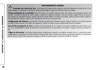 Alfa Romeo Blue&Me en Combinación con Radionav  Instrucciones 2009 - 2010