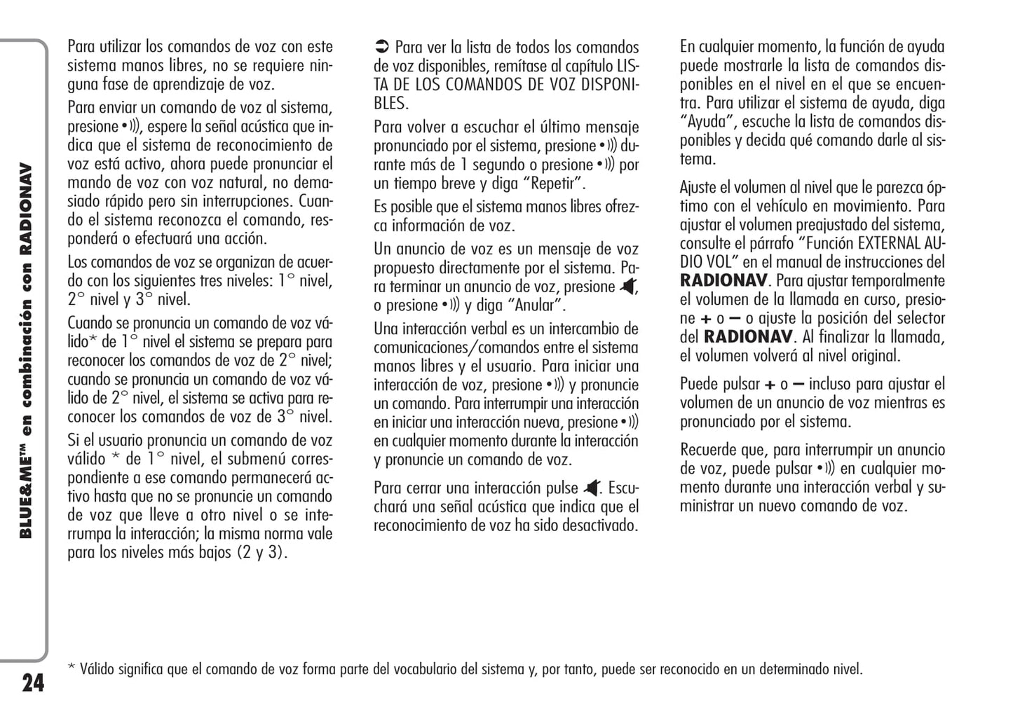 Alfa Romeo Blue&Me en Combinación con Radionav  Instrucciones 2009 - 2010