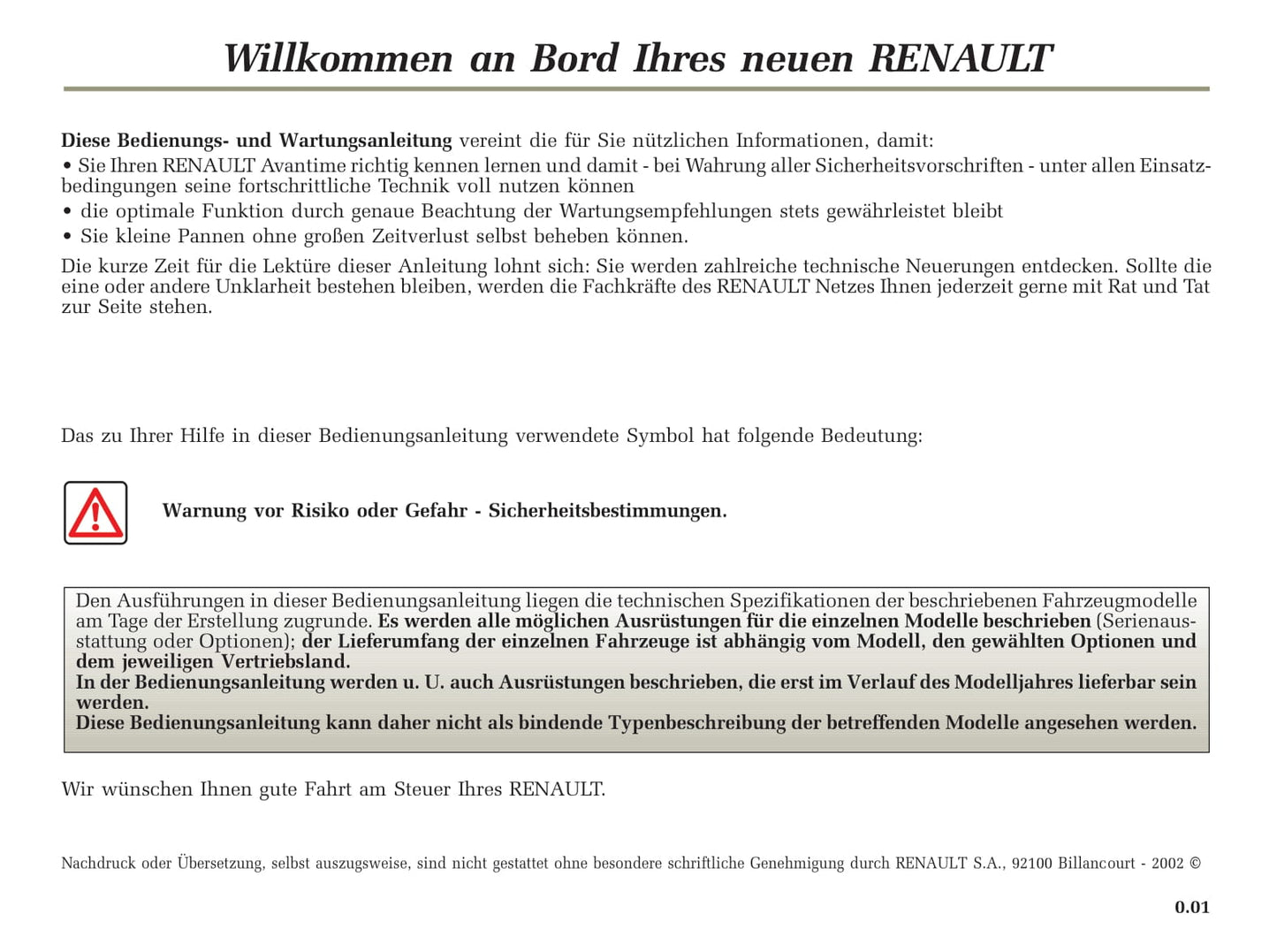 2002-2003 Renault Avantime Owner's Manual | German