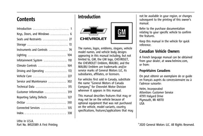 2021 Chevrolet Malibu Owner's Manual | English