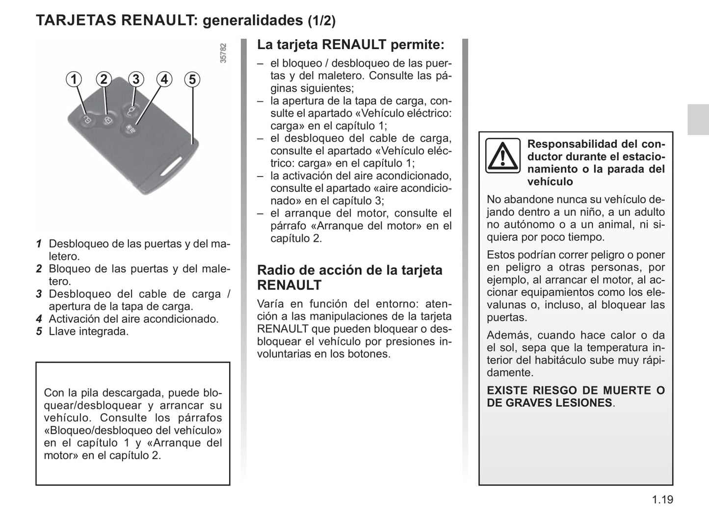 2018-2019 Renault Zoe Owner's Manual | Spanish