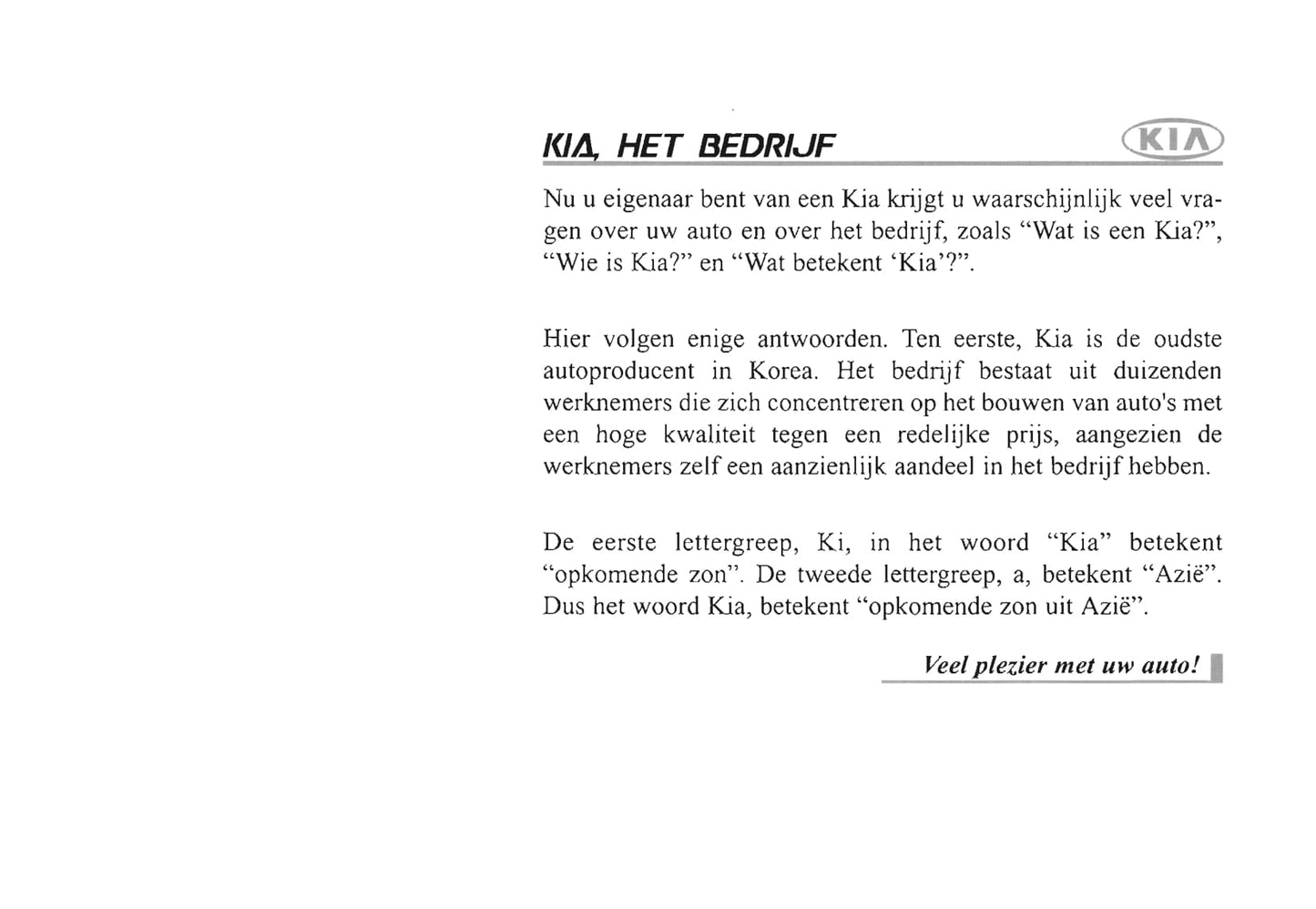 2003-2004 Kia Sorento Owner's Manual | Dutch