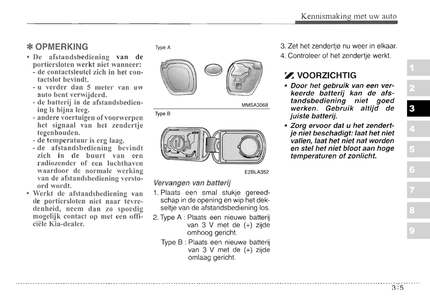 2003-2004 Kia Sorento Owner's Manual | Dutch