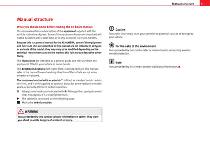 2010-2011 Seat Alhambra Owner's Manual | English