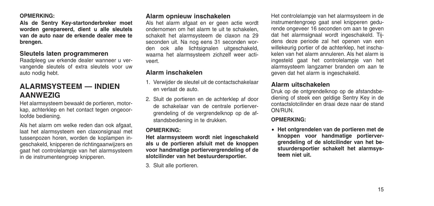 2015-2016 Jeep Wrangler Owner's Manual | Dutch