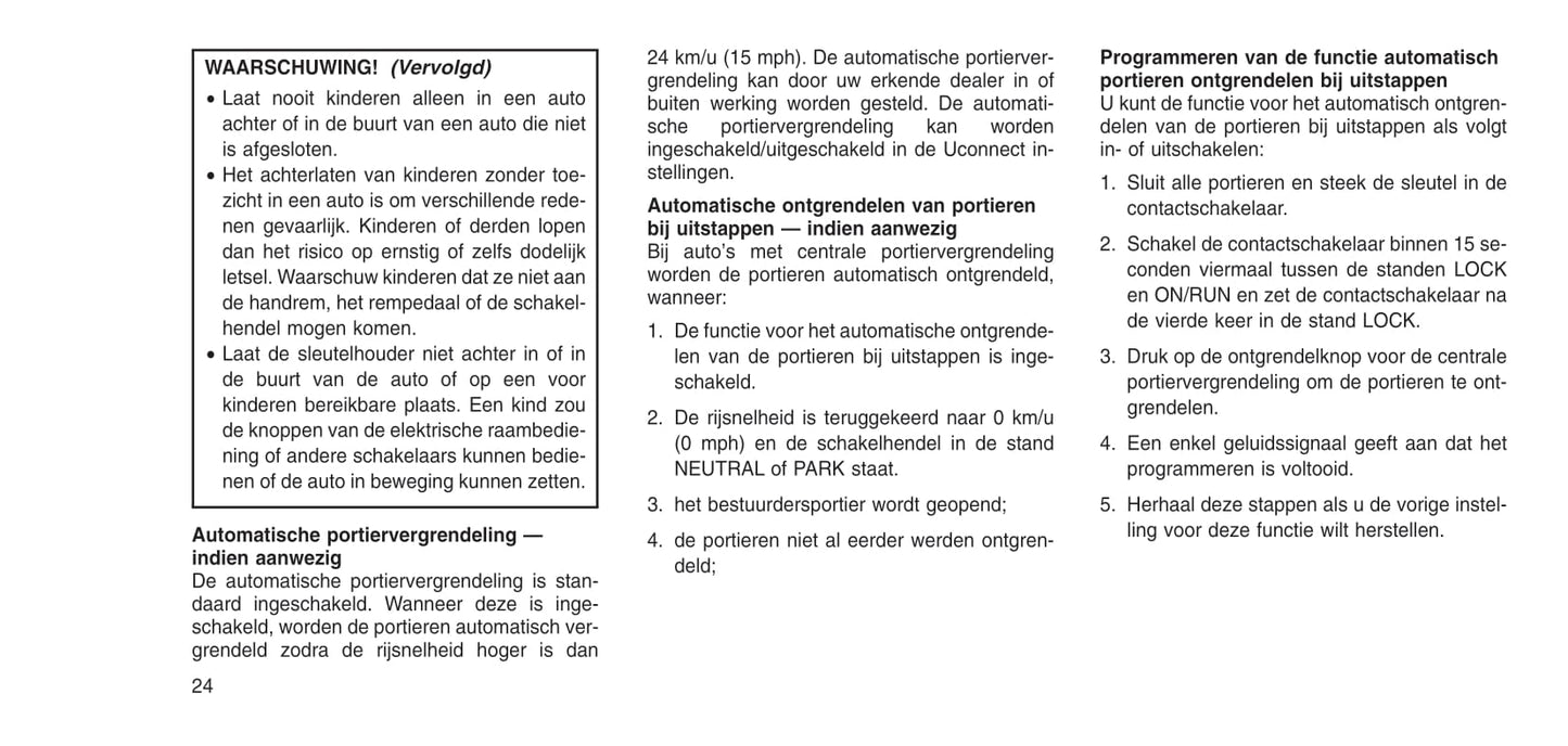 2015-2016 Jeep Wrangler Owner's Manual | Dutch