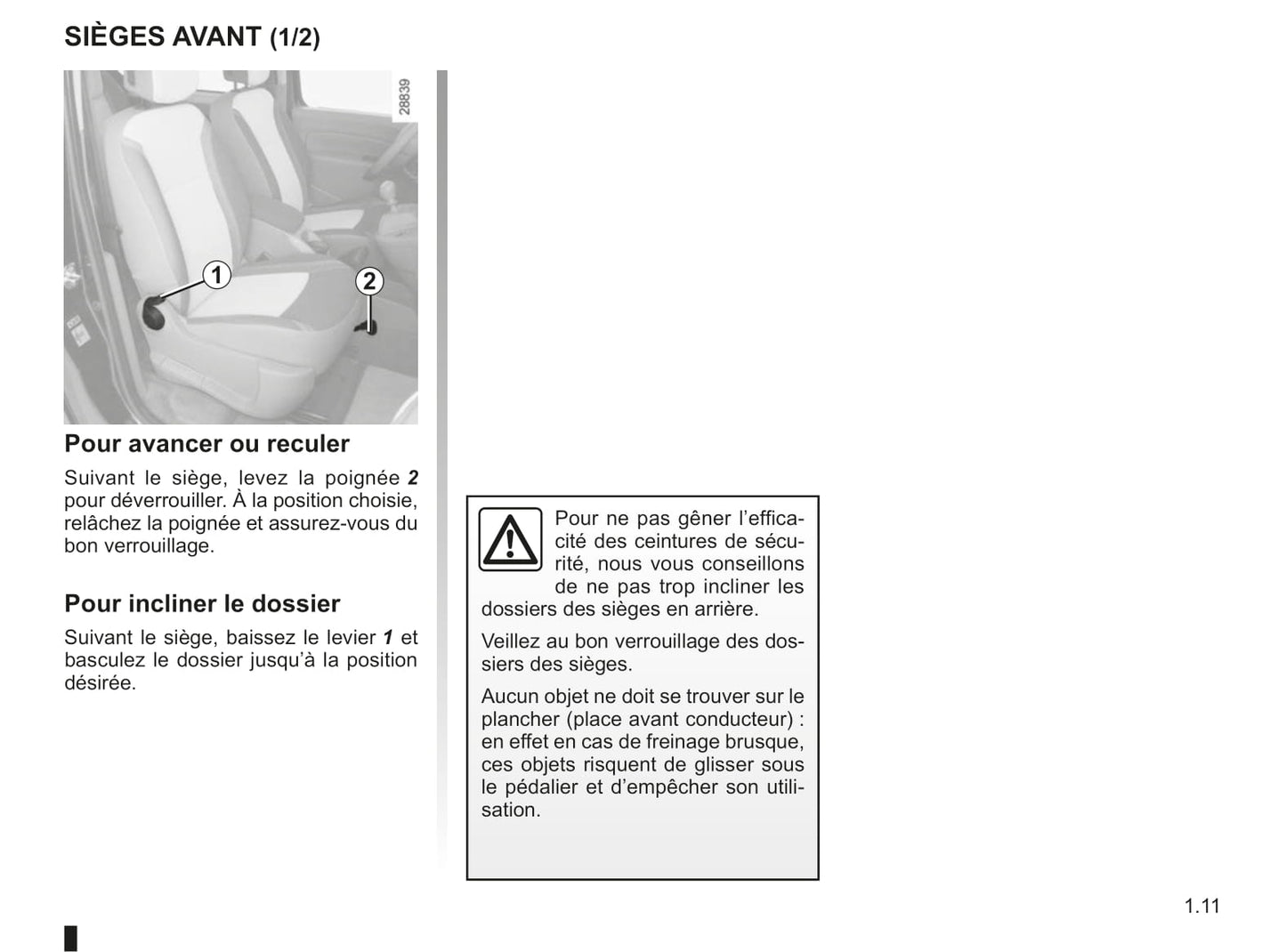 2011-2012 Renault Kangoo Be Bop Owner's Manual | French