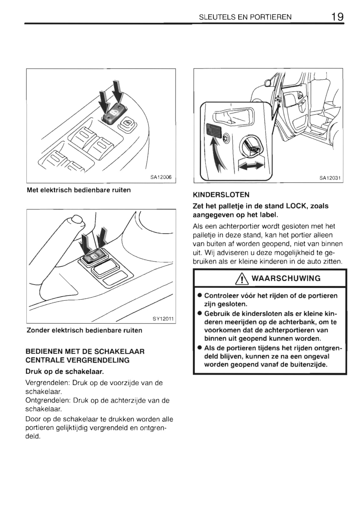 2000-2001 Toyota Yaris Verso Owner's Manual | Dutch