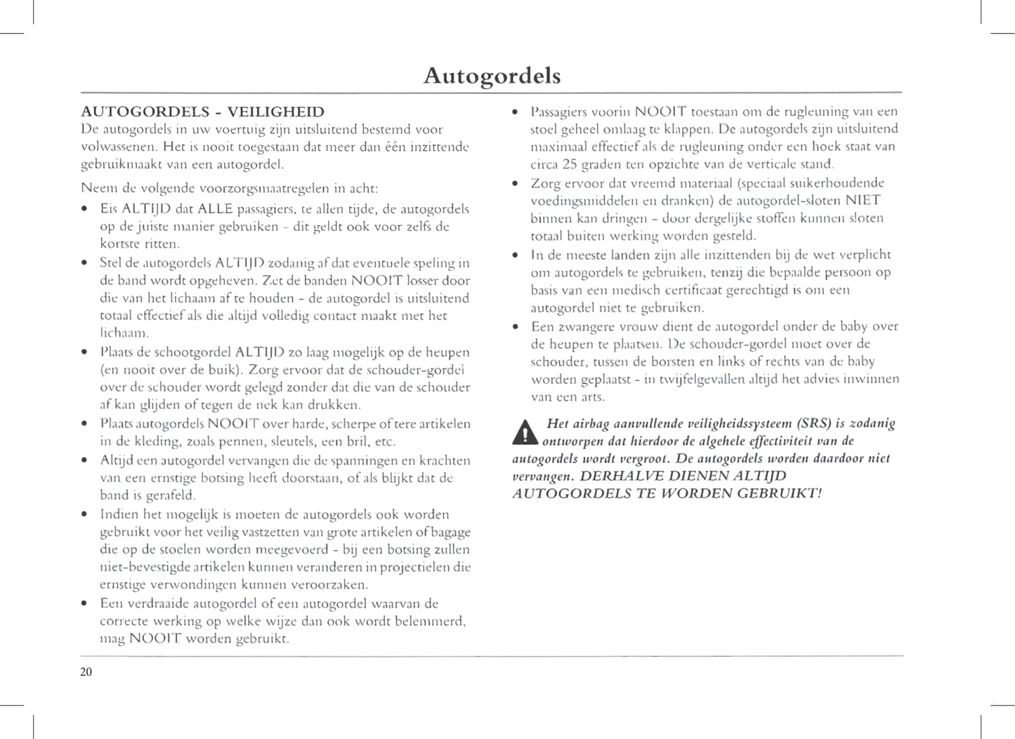 1999-2005 Rover 45 Gebruikershandleiding | Nederlands