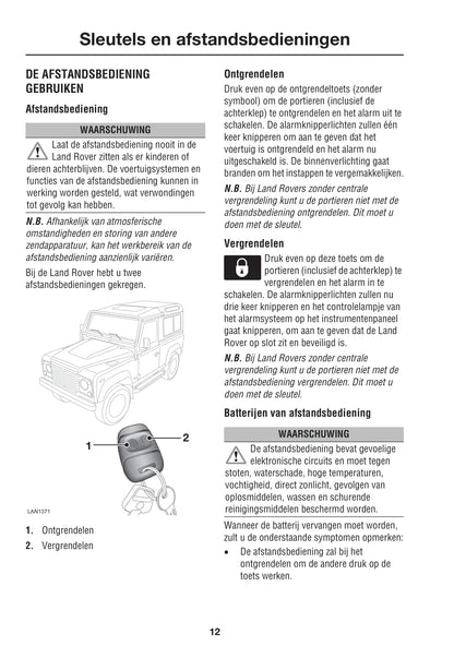 2007-2011 Land Rover Defender Manuel du propriétaire | Néerlandais