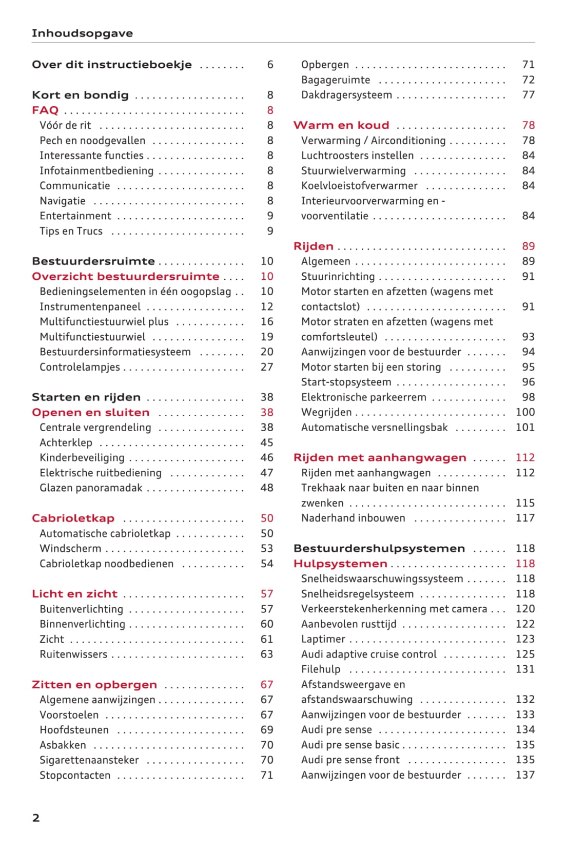 2016 Audi A3/A3 Cabriolet/A3 Limousine/A3 Sportback/S3/S3 Sportback Owner's Manual | Dutch