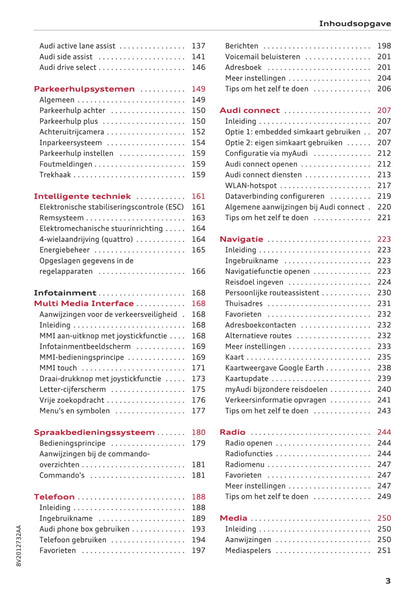 2016 Audi A3/A3 Cabriolet/A3 Limousine/A3 Sportback/S3/S3 Sportback Owner's Manual | Dutch