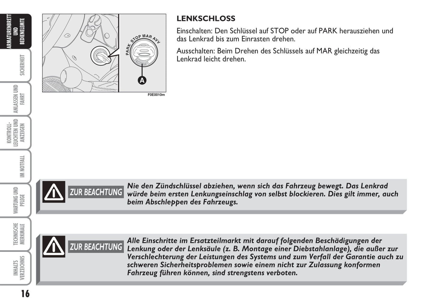 2007-2008 Fiat Multipla Bedienungsanleitung | Deutsch