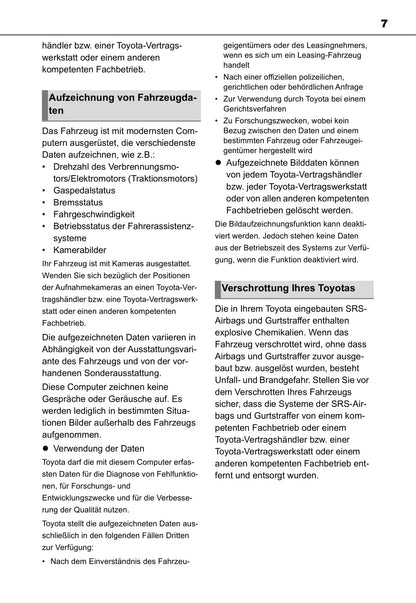 2020-2021 Toyota Yaris Owner's Manual | German