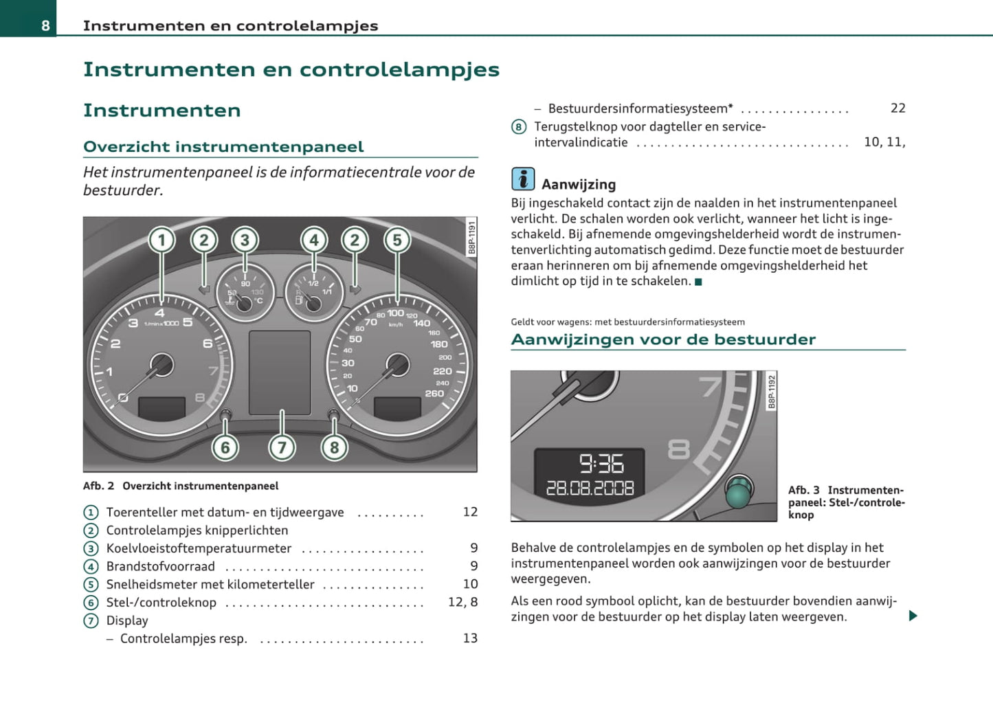 2008-2012 Audi A3 Owner's Manual | Dutch