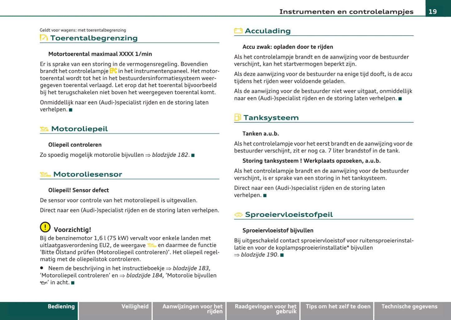 2008-2012 Audi A3 Owner's Manual | Dutch