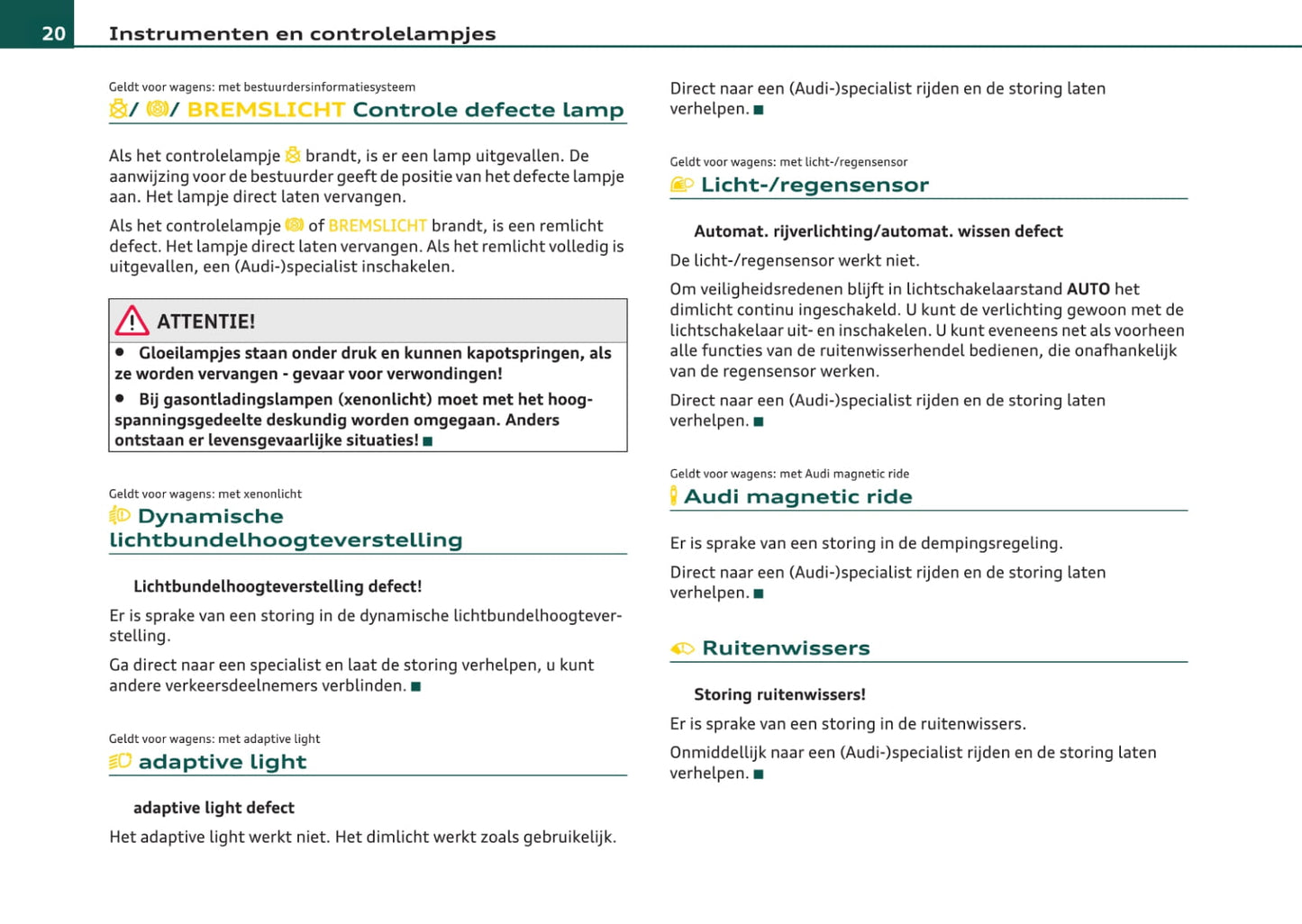 2008-2012 Audi A3 Owner's Manual | Dutch