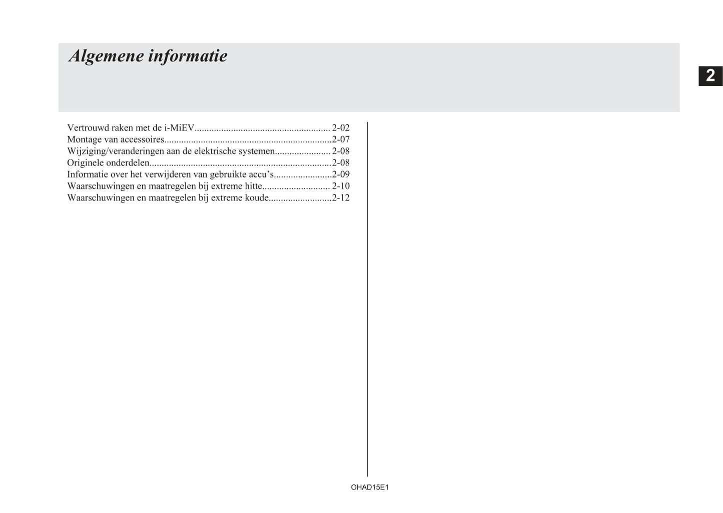 2010-2019 Mitsubishi I-MIEV Owner's Manual | Dutch