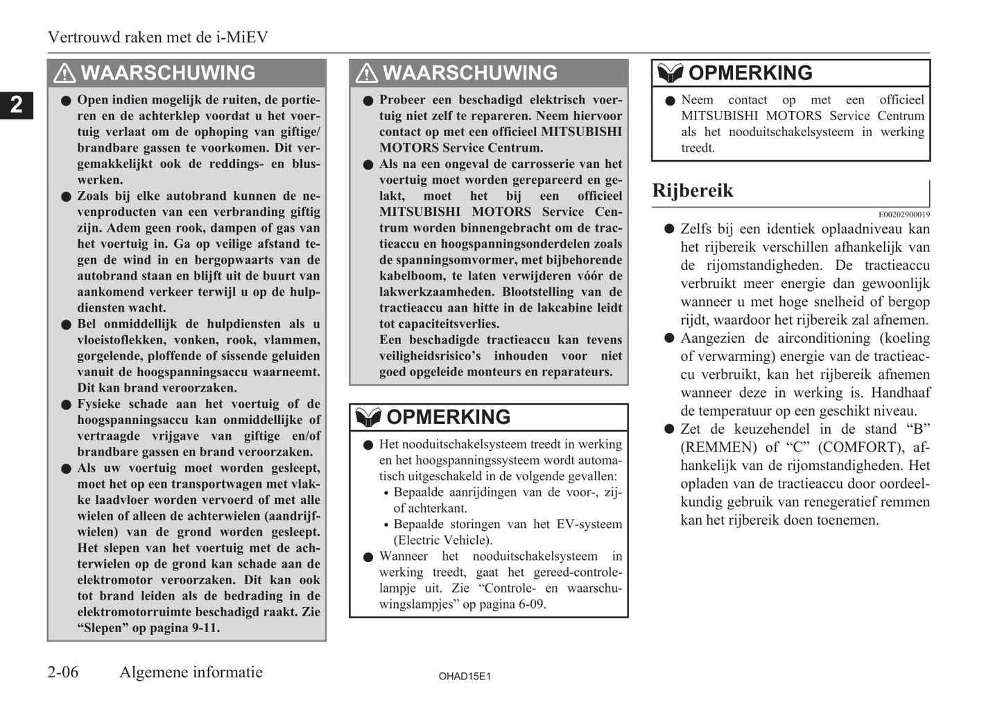 2010-2019 Mitsubishi I-MIEV Owner's Manual | Dutch