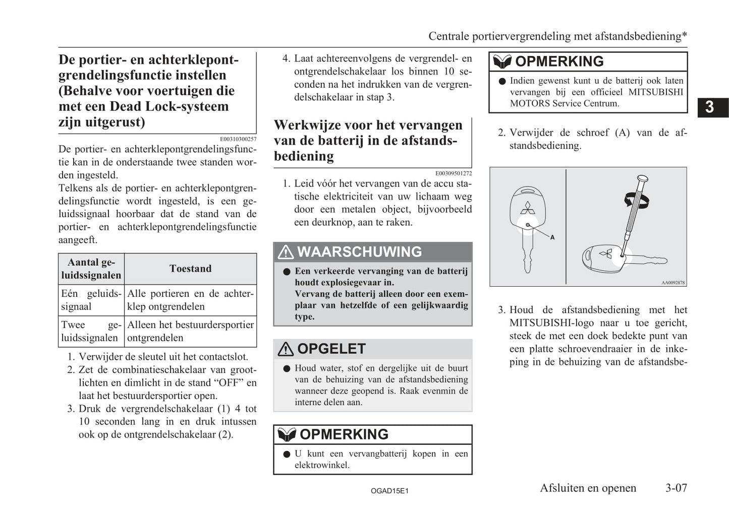 2010-2016 Mitsubishi ASX Owner's Manual | Dutch