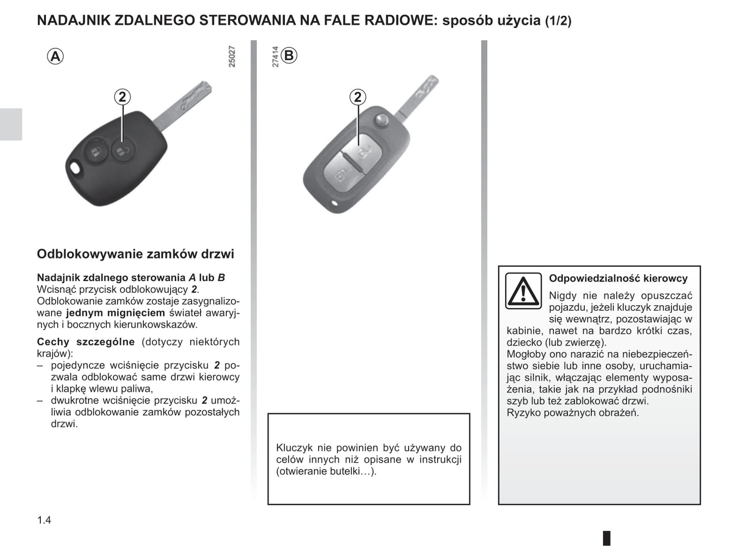 2012-2013 Renault Clio Owner's Manual | Polish