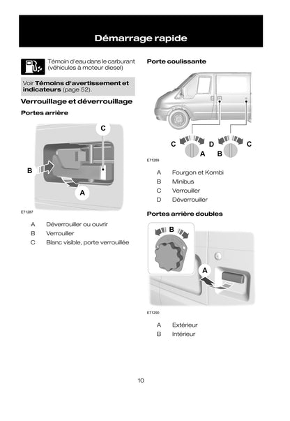 2010-2011 Ford Transit Bedienungsanleitung | Französisch