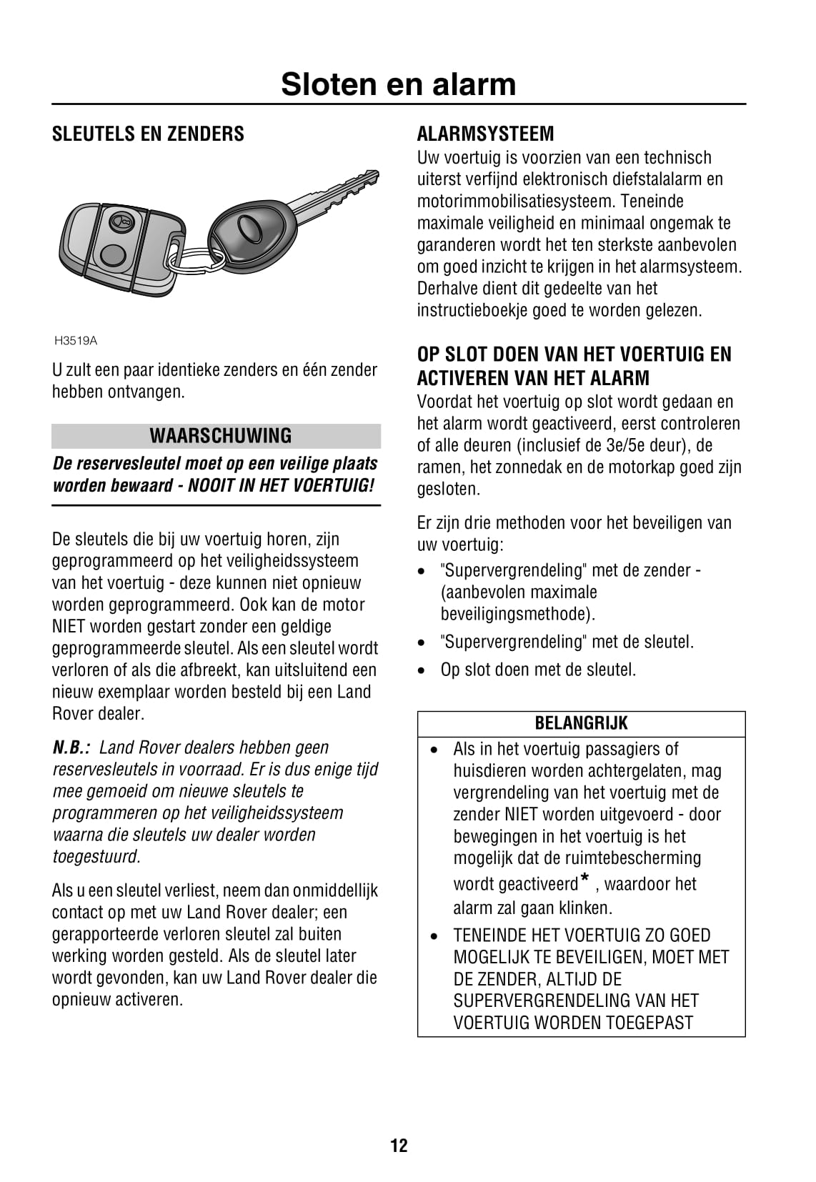 2000-2003 Land Rover Freelander Bedienungsanleitung | Niederländisch