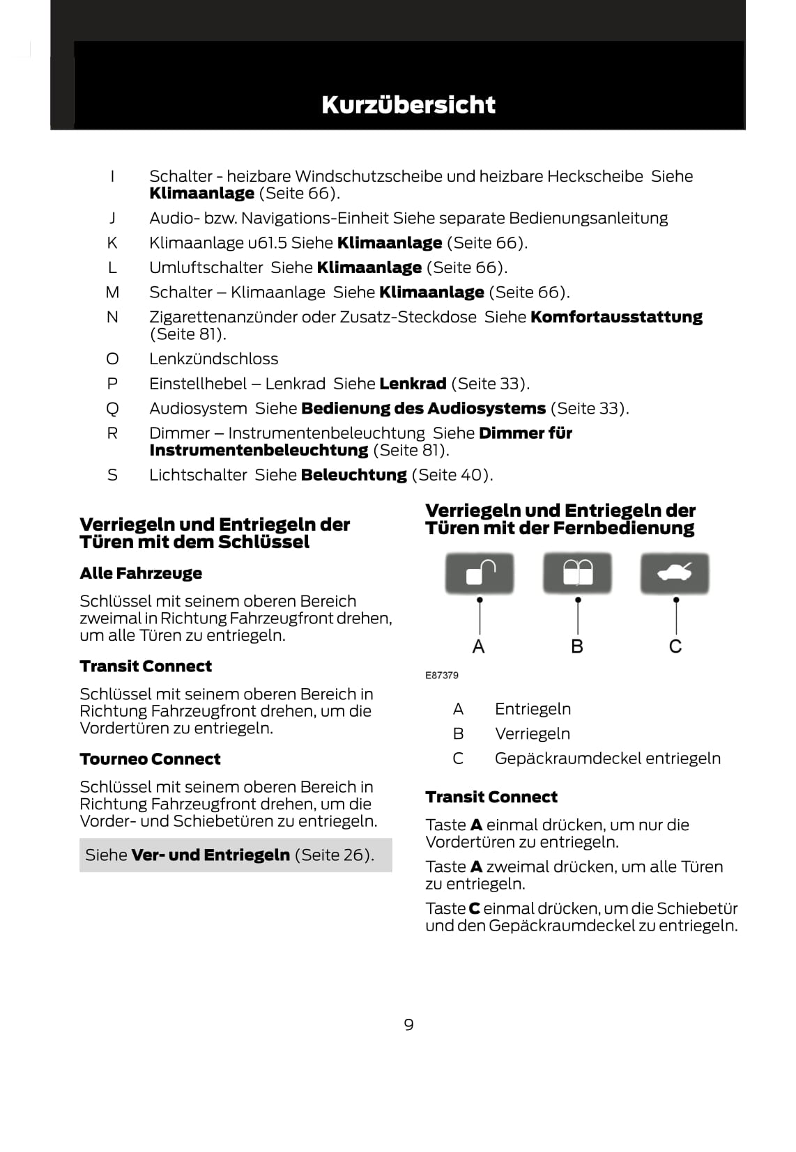 2011-2014 Ford Tourneo Connect / Transit Connect Bedienungsanleitung | Deutsch