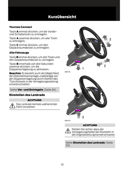 2011-2014 Ford Tourneo Connect / Transit Connect Bedienungsanleitung | Deutsch