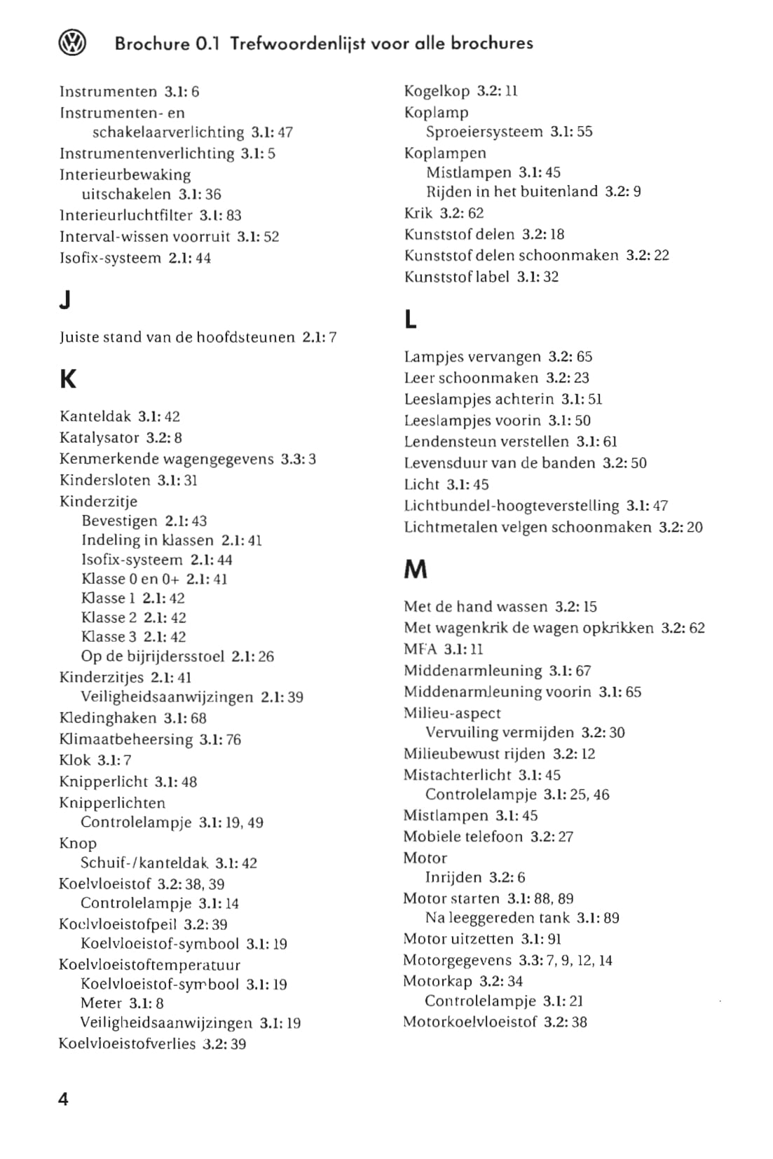 2003-2008 Volkswagen Golf Owner's Manual | Dutch