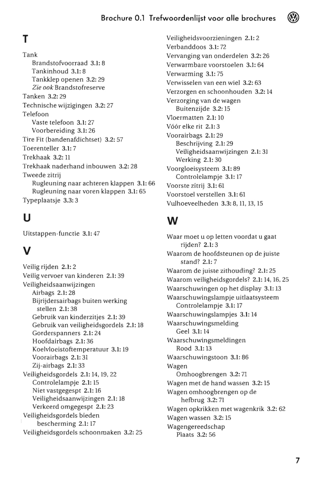 2003-2008 Volkswagen Golf Owner's Manual | Dutch