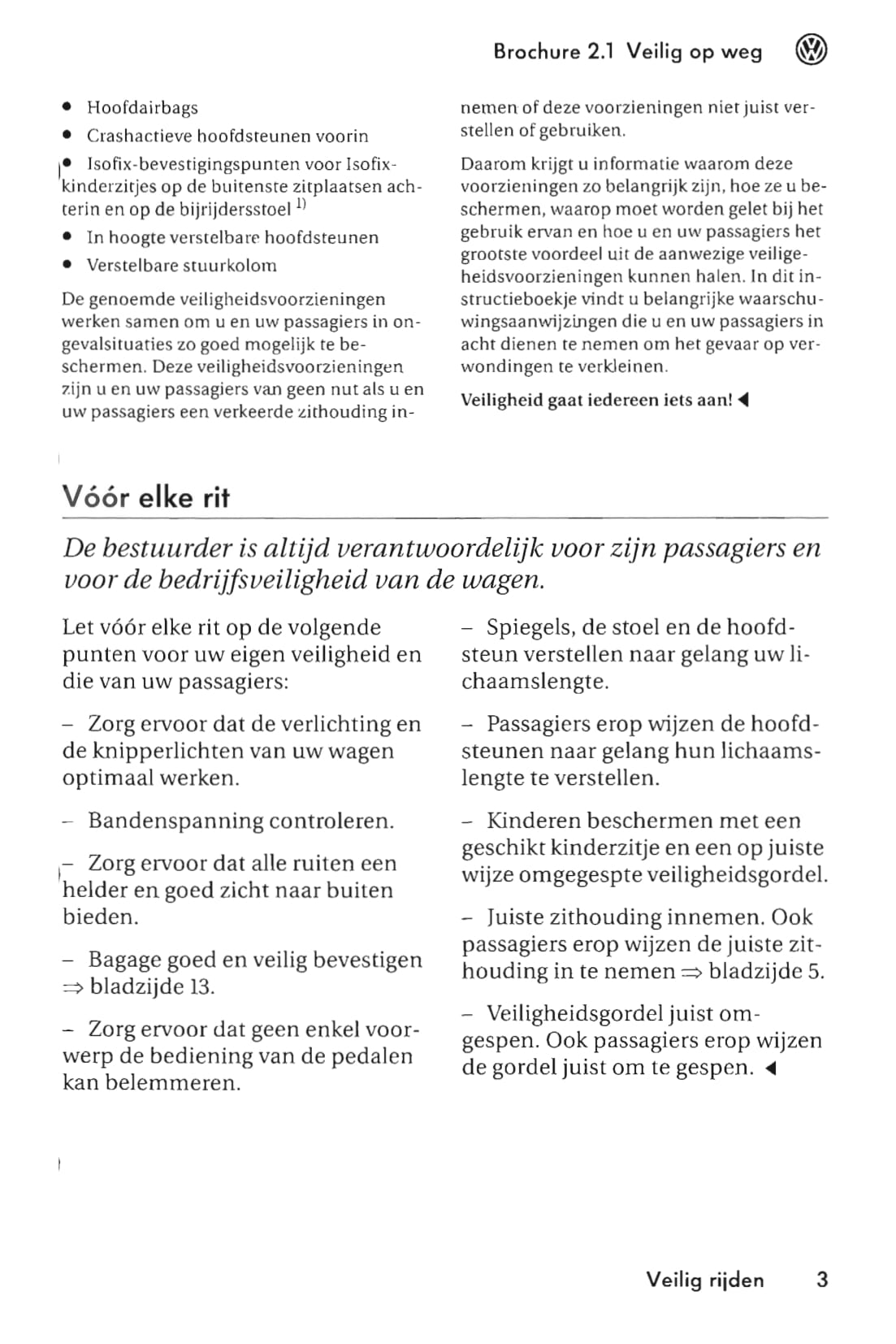 2003-2008 Volkswagen Golf Owner's Manual | Dutch