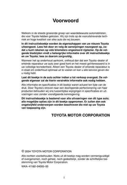 2003-2006 Toyota Yaris Verso Manuel du propriétaire | Néerlandais