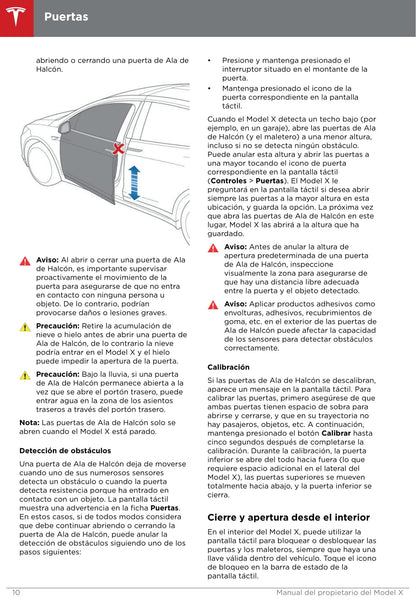 2016-2019 Tesla Model X Manuel du propriétaire | Espagnol