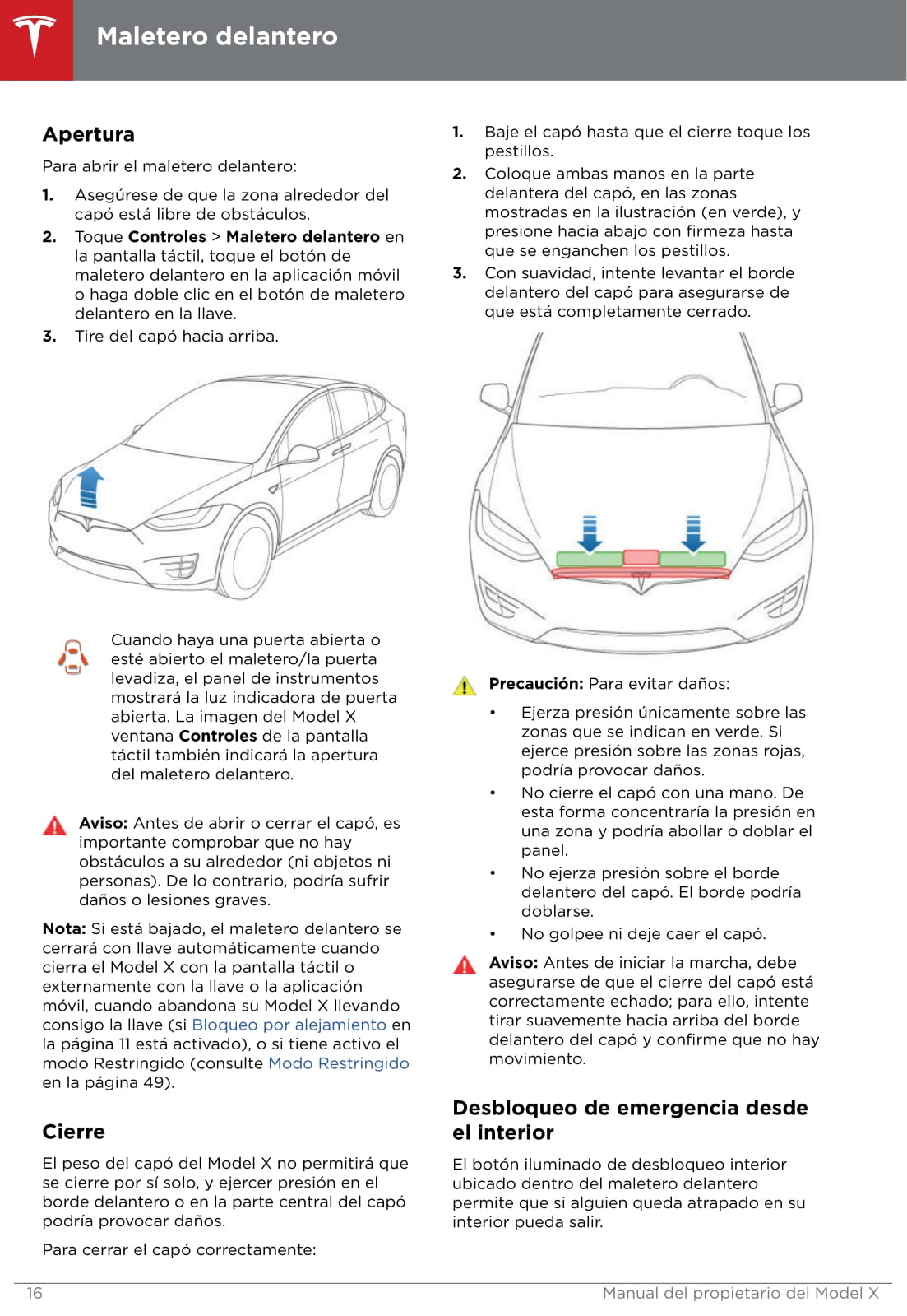 2016-2019 Tesla Model X Manuel du propriétaire | Espagnol