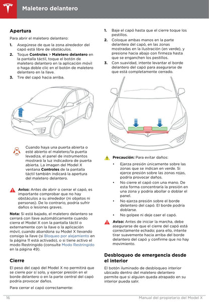 2016-2019 Tesla Model X Manuel du propriétaire | Espagnol