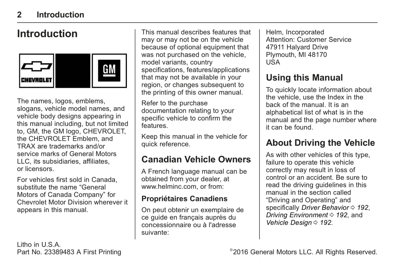 2017 Chevrolet Trax Owner's Manual | English