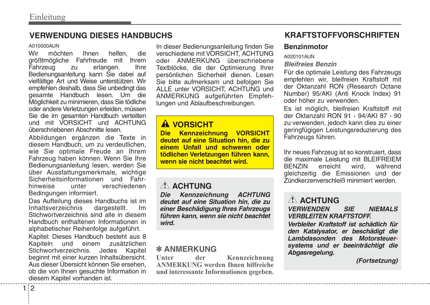 2009-2010 Kia Picanto Owner's Manual | German