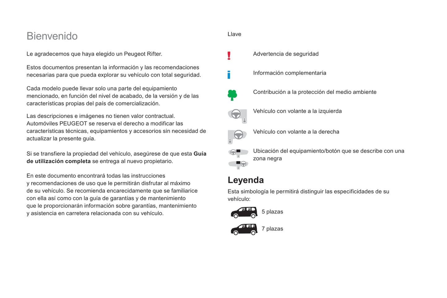 2018-2019 Peugeot Rifter/Partner Gebruikershandleiding | Spaans