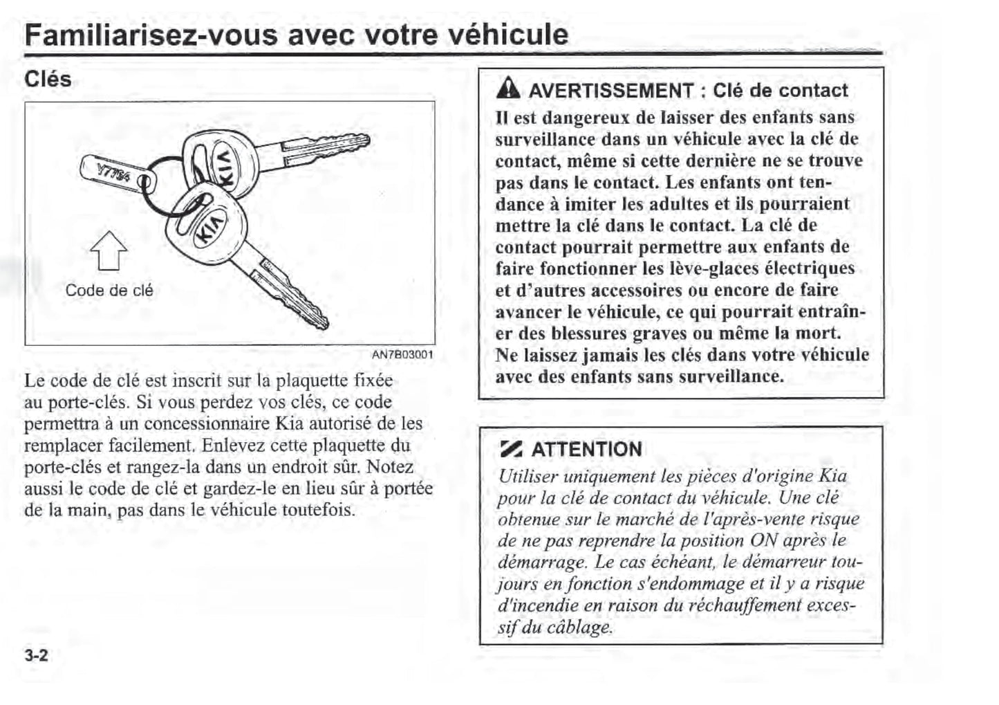 2000-2003 Kia Rio Manuel du propriétaire | Français